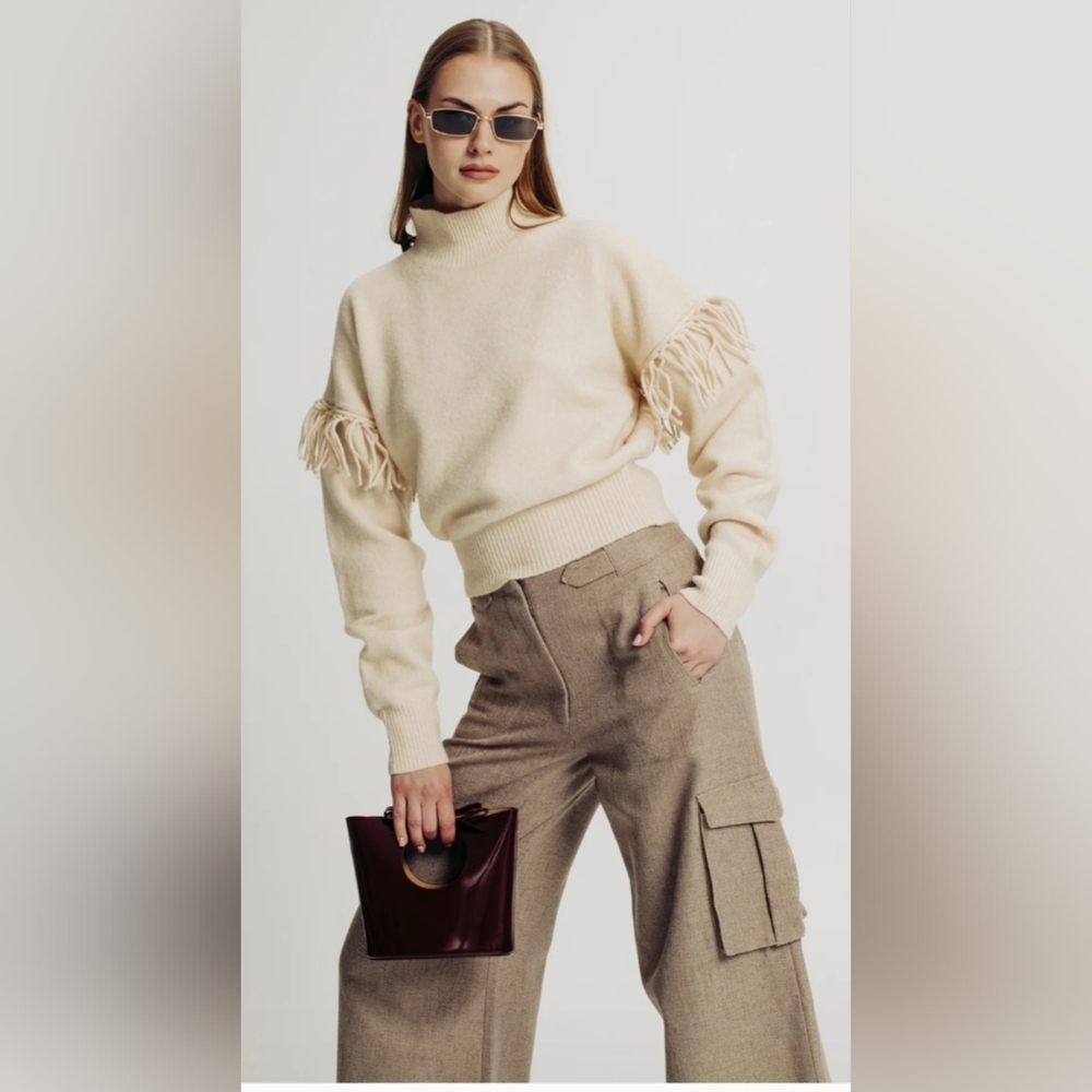 Torn by Ronny Kobo Bernee Wide-Leg Cargo Pants Brown Linen Blend – Size M, NWT